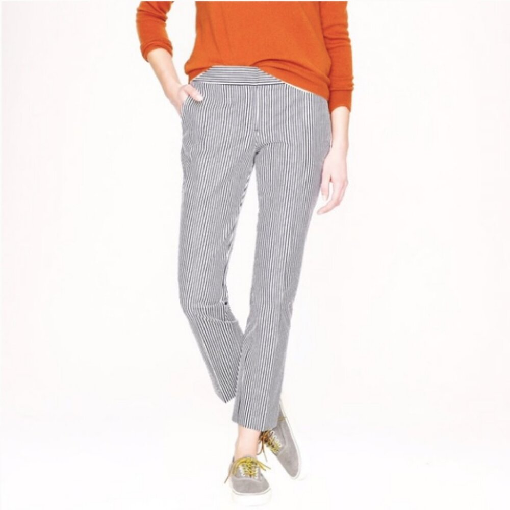 J.CREW Campbell Capri Pants Seersucker Stripe 4 Ankle Crop Pant 100% Cotton Pant